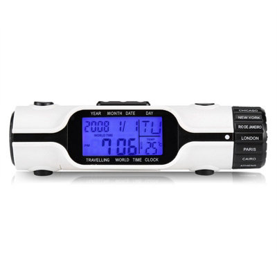 LED Flashlight Digital World Time Alarm Clock with Thermometer for ...