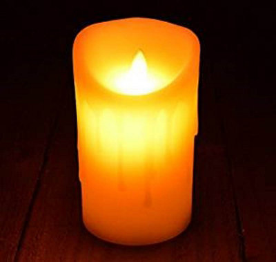 LED Flickering Candle Ivory Flameless Melted Edge Realistic Battery Candle 18cm