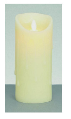LED Flickering Candle Ivory Flameless Melted Edge Realistic Battery Candle 18cm