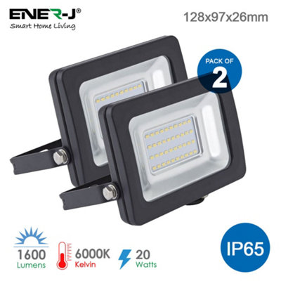 LED Floodlight Non PIR Slim Line Black Body with 2 Years Warranty (20 Watts, 6000K)