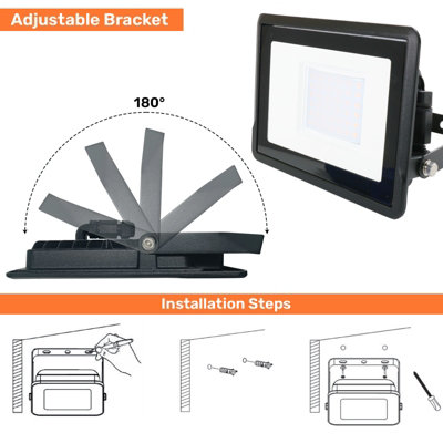 LED floodlight with faster connector 30W, 3000 Lumens, IP65, Day Light ...