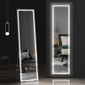 LED Full-Length Mirror 140x50cm Free Standing and Wall Mounted with Dimming & 3 Colors Lighting