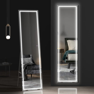 Full length storage mirror with lights on sale