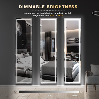 LED Full-Length Mirror 160x40cm Free Standing or Wall Mounted with ...