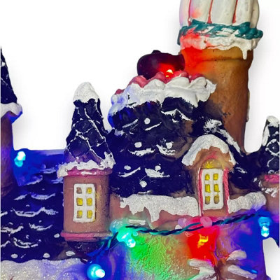 LED Gingerbread House with Rotating Characters Battery Operated 30cm