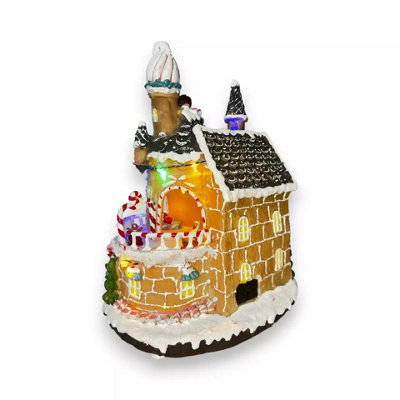 LED Gingerbread House with Rotating Characters Battery Operated 30cm