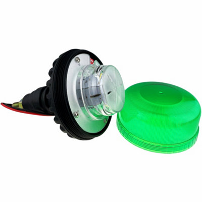 LED Green Flashing Compact Light Beacon Bolt On 12v/24v