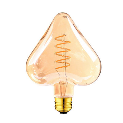 LED Hear Shape E27 4W 440lm Amber Warm white LED Spiral filament Decorative Light bulb