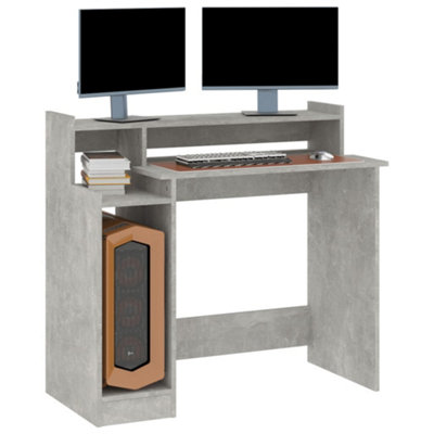 LED-Illuminated Desk in Concrete Grey - 97x45x90 cm, Crafted from ...