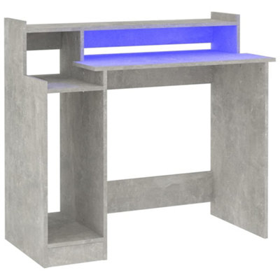 LED-Illuminated Desk in Concrete Grey - 97x45x90 cm, Crafted from ...