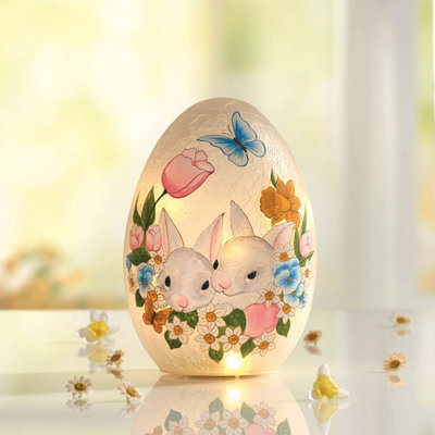 LED Illuminated Glass Easter Egg, painted design adds magic to your ...