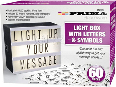 Light Box Insert: Full Letter, Number and Symbol Set