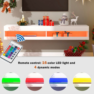 LED Light TV Stand: Modern Floating Media Console&Wall-Mounted Storage ...