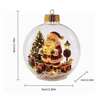 LED Light Up Christmas Globe Ornament, Clear Hanging Ball Bauble with ...