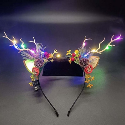Earent Christmas LED Antler Headbands Light Up Reindeer Hair Hoop Light Up Reindeer Antlers main image 3
