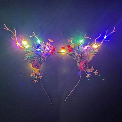 LED Light up Headband Glowing Reindeer Antlers Hair  display picture 2