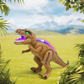 LED Light Up Remote Control Dinosaur Walking and Roaring Realistic T-Rex Dinosaur
