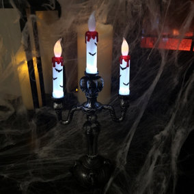 LED Light up triple candlestick Scary Halloween Decoration