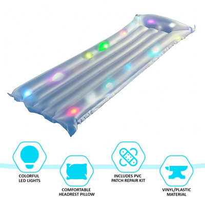 LED Lighted Inflatable Swimming Pool Float Jilong Air Mattress Beach Lilo