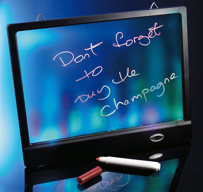 LED Message Board - Battery Operated Home or Office Notepad With 2 Pens & Wall Hooks - Measures 24 x 31cm