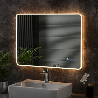 LED Minimal Bathroom Mirror 80(w) x 60cm(h) Dimmable With Anti-Fog