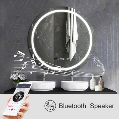 LED Mirror with Bluetooth Speaker, CCT Changing & Dimmable, Round, Size:  70cms