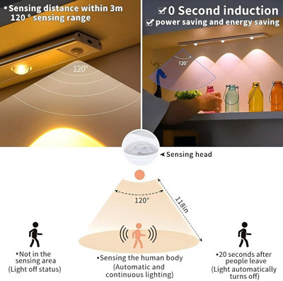 LED Motion Sensor Light Indoor, LED Closet Lights Wireless USB Charging ...