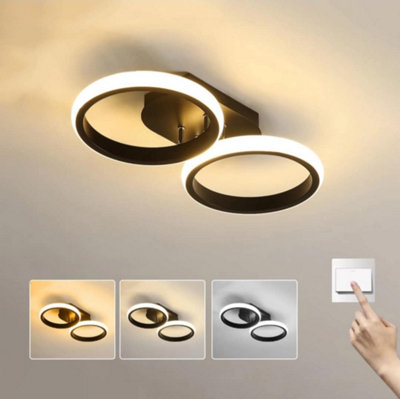 LED Mounted Ceiling Lamp Lights Black Round Ceiling Lights 3 Color Lights