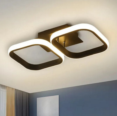 LED Mounted Ceiling Lamp Lights Black Square Ceiling Light 3 Color Lights