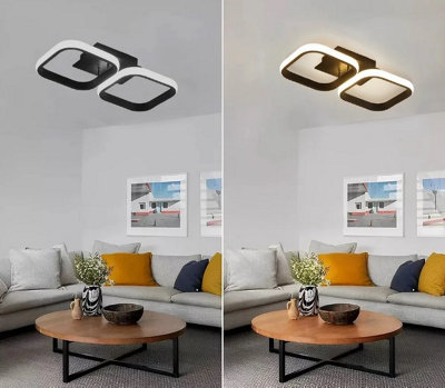 LED Mounted Ceiling Lamp Lights Black Square Ceiling Light 3 Color Lights
