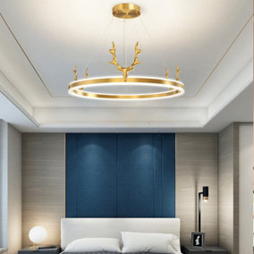 LED Nordic Simple Ring Chandelier Dining Room Model Room Bedroom Golden 50 x 100cm
