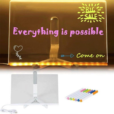 LED Note Board with Colors, Acrylic Dry Erase Board with 7 Pens for ...