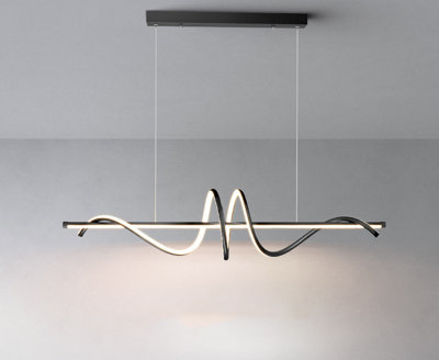 LED Pendant Light, Designer Spiral Aluminum Droplight Black Ceiling Hanging Lamp Fixtures