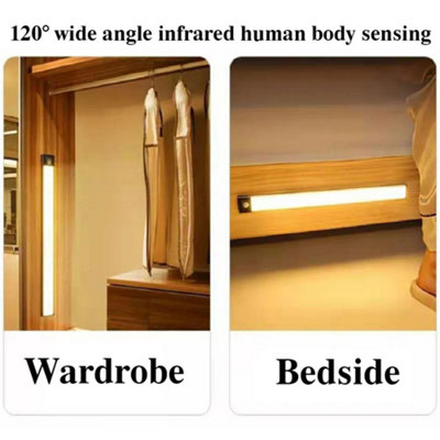 LED PIR Motion Sensor Strip Light USB Rechargeable Magnetic Cabinet ...