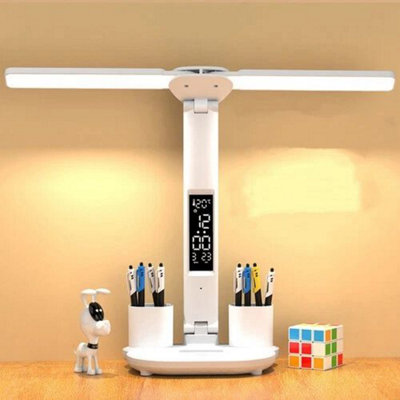 LED Reading Study Desk Lamp Double-Head Foldable Table Night Light Dimmable