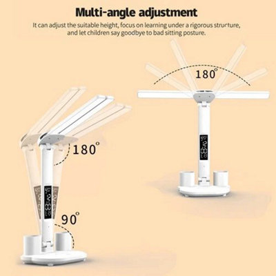 LED Reading Study Desk Lamp Double-Head Foldable Table Night Light Dimmable