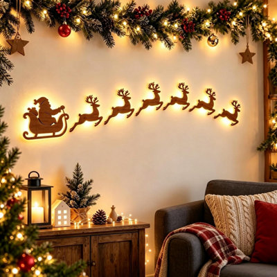 LED Reindeer Wall Decorations, Wooden Reindeer Christmas Decor ...