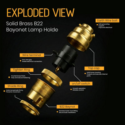 LED Safety Switch Bulb Holder with Child-Proof Lock, B22 Bayonet ...