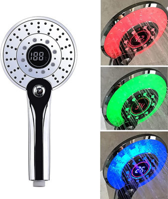 LED Shower Head, 3-Color LED Shower Hand Shower with Temperature ...