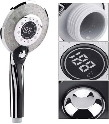 LED Shower Head, 3-Color LED Shower Hand Shower with Temperature ...