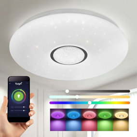 LED Smart Ceiling Light, 24 Watts RGB CCT 2700K-6500K, Dimmable, Remote Control Included