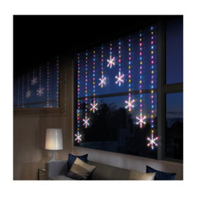 LED Snowflake Curtain Light Rainbow Premier Christmas Window Net 1.2M x 1.2M