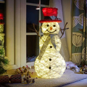 LED Snowman Rattan Effect Decoration