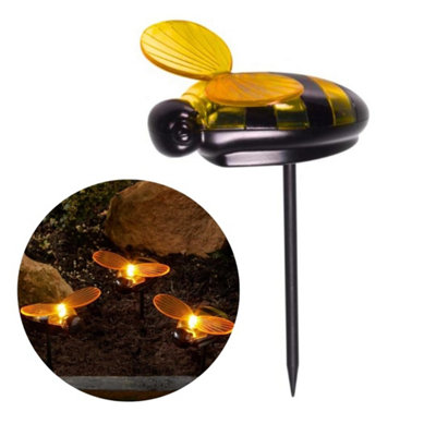LED Solar Powered Bee Stake Lights Plastic Fairy Garden ornaments
