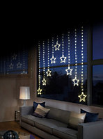 LED Star Curtain Light Warm White Premier Christmas Window Net Light 1.2M x 1.2M