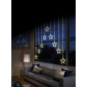 LED Star Curtain Light Warm White Premier Christmas Window Net Light 1.2M x 1.2M