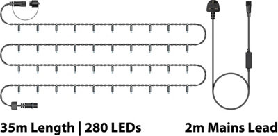 Led String Lights Black Rubber Warm White 35M