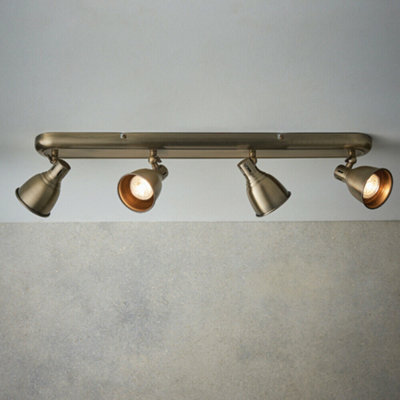 LED Tilting Ceiling Spotlight Antique Brass 4 Bulb Bar Kitchen Island Downlight