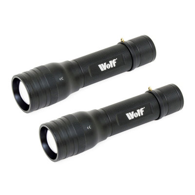 LED Torch Wolf 5w 400lm Zoom Spotlight CREE Rechargeable Light - Pack of 2