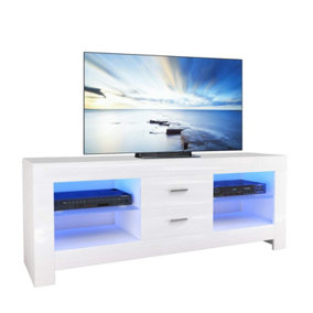 LED TV Stand Cabinet with Drawer and Shelves 130cm with lights for 22"-52" TV Cupboard